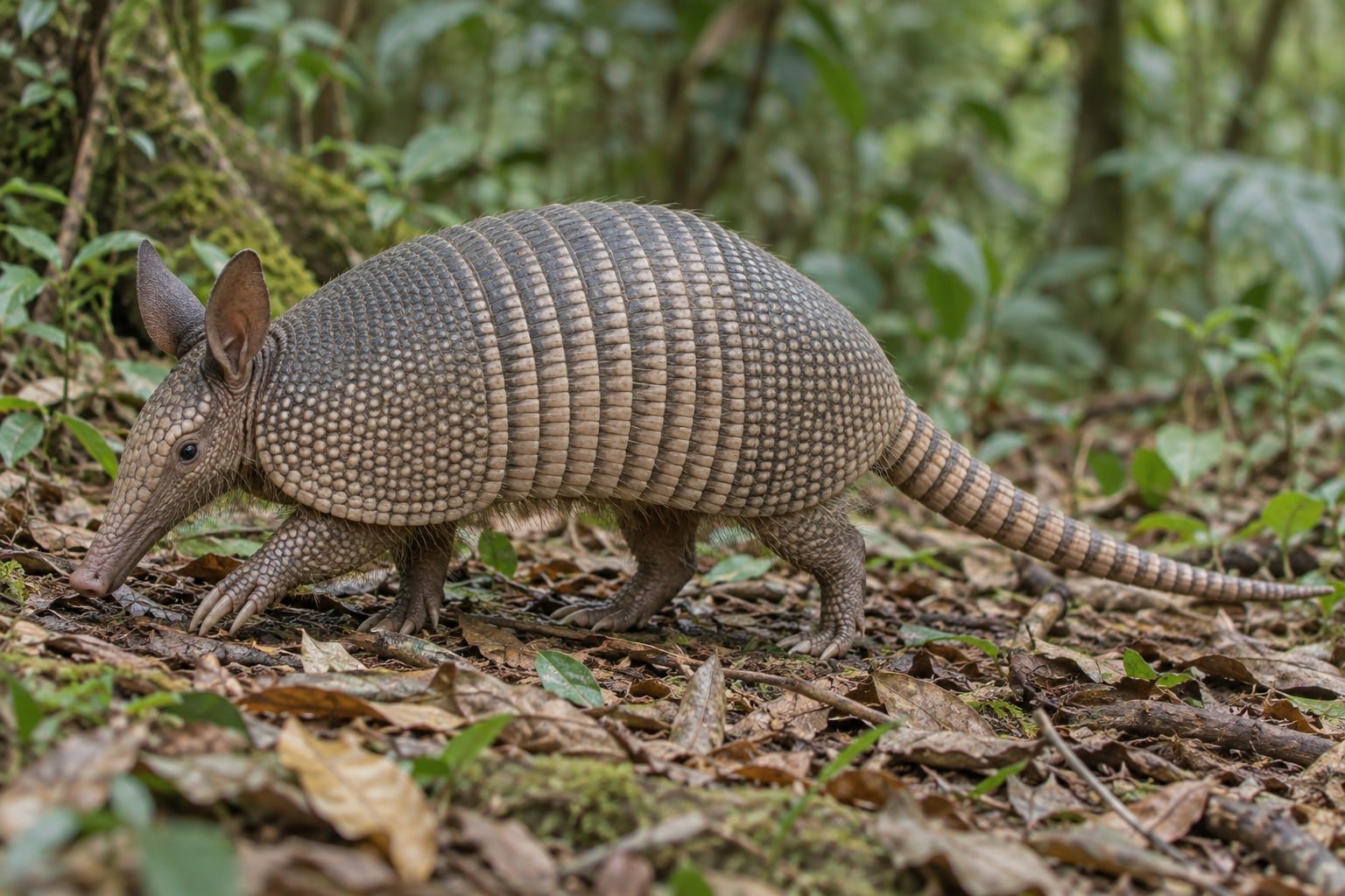 Recreación naturalista con IA de Armadillo de nueve bandas
